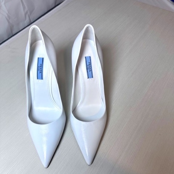 Prada Shoes - New PRADA White Saffiano Leather Pumps Size 37 , 6.5  US